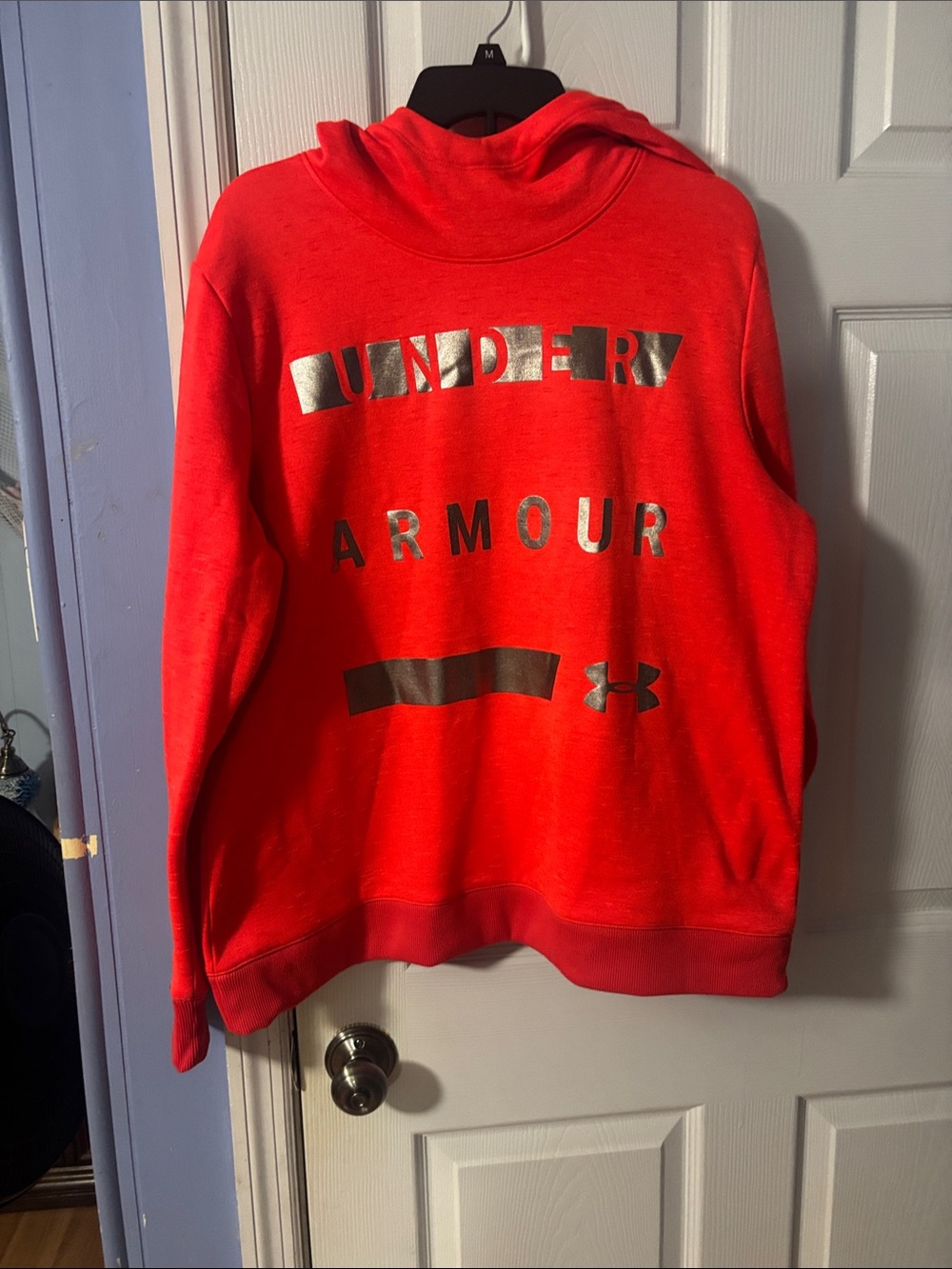 Under Armour Red Crewneck Hoodie with Metallic Logo
